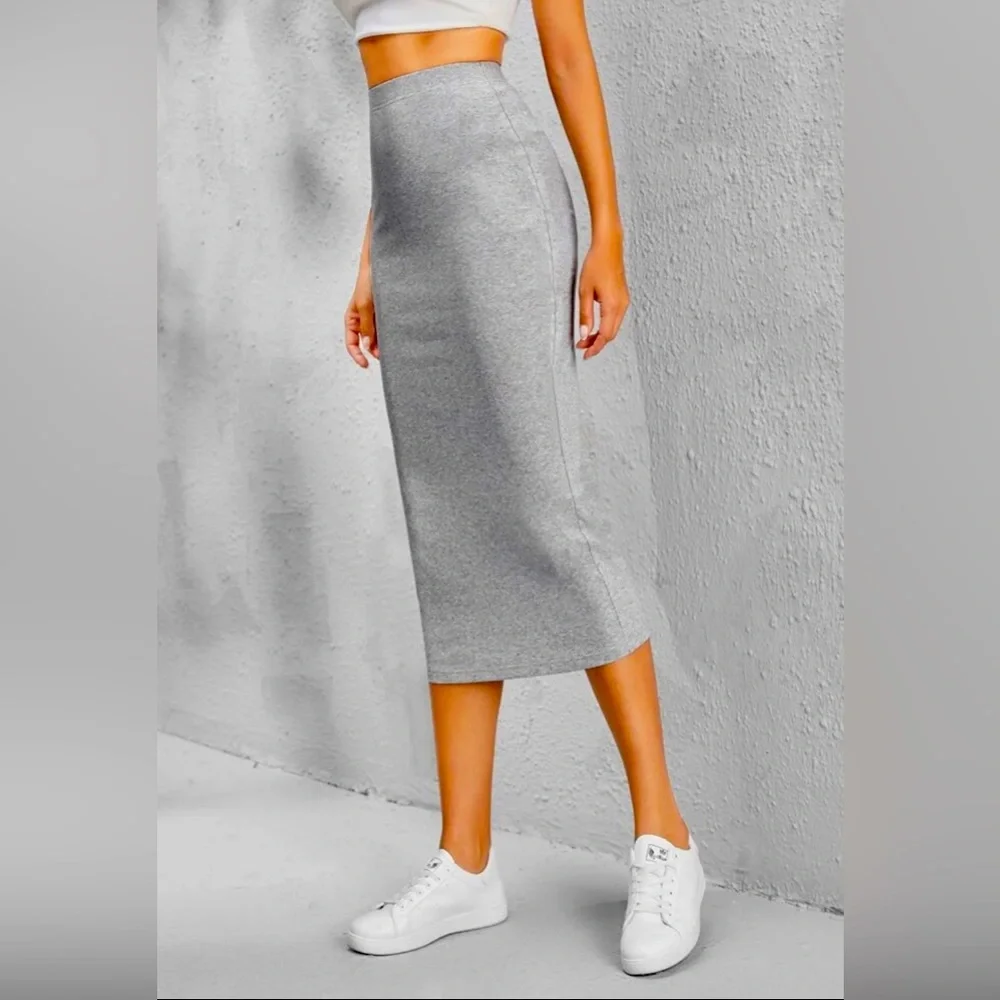 Roxy new with tags ribbed Solid Pencil Skirt size M grey - Picture 1 of 9